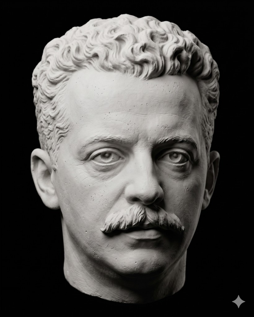 Marble bust of Edward Bernays, the father of public relations